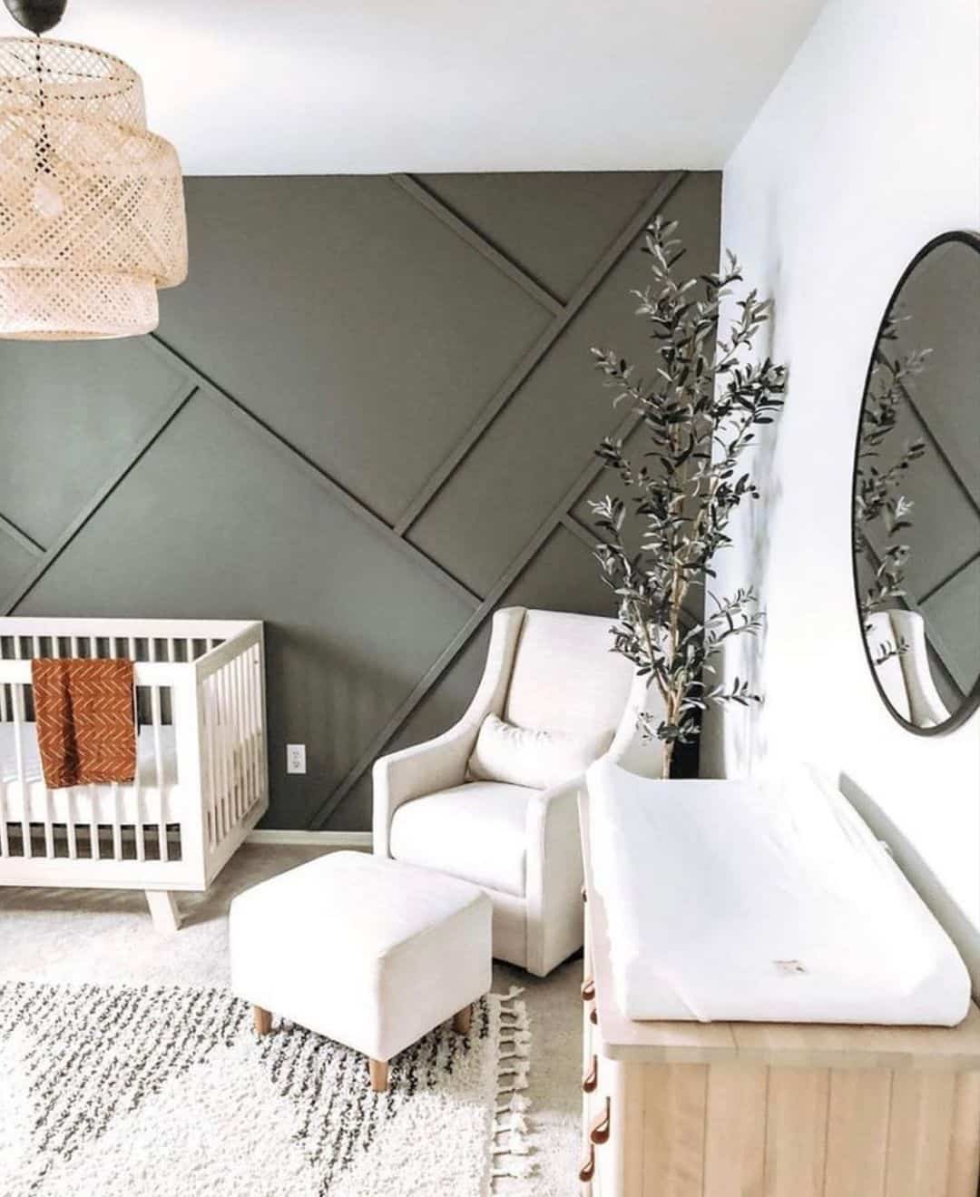 Sophisticated Gray Geometric Nursery Wall