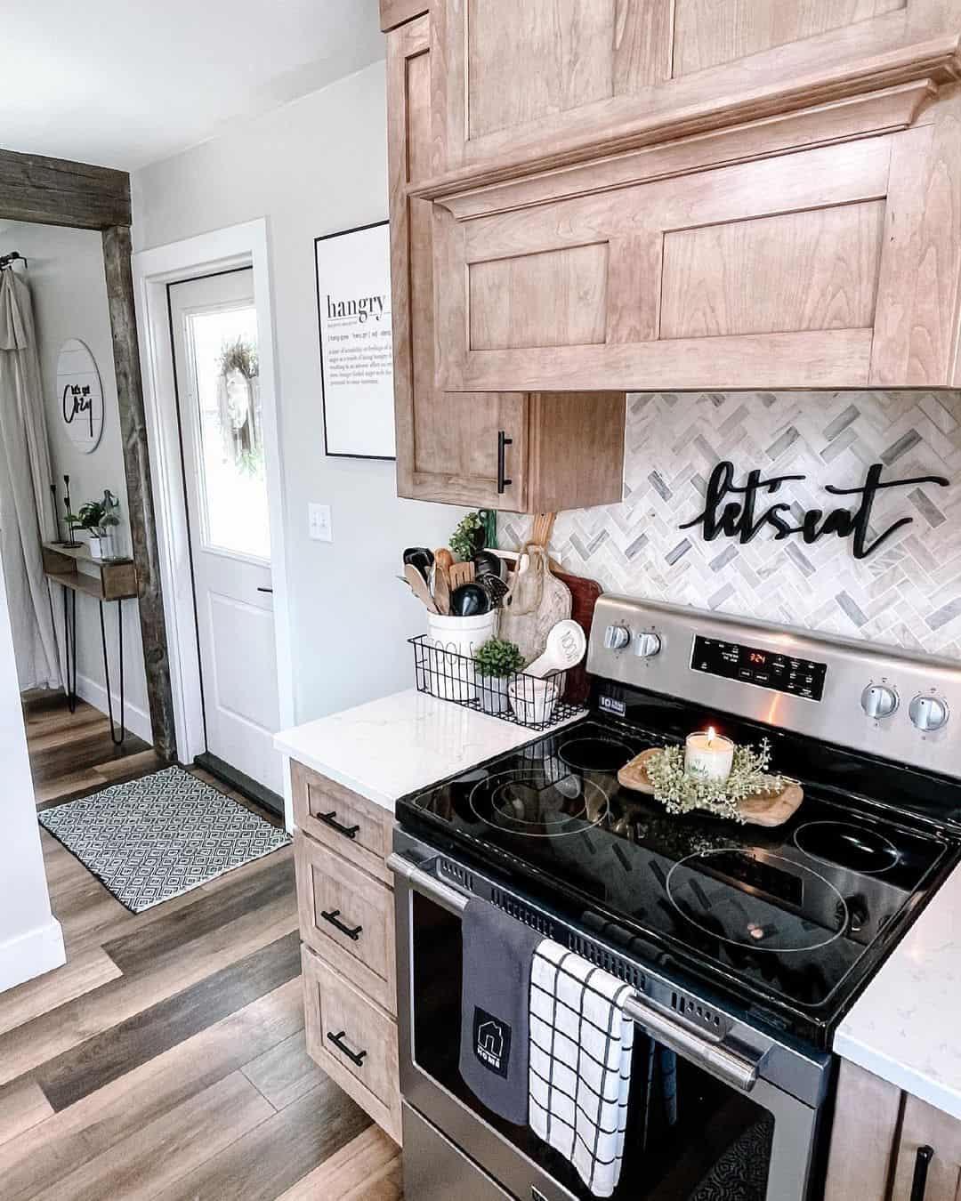 Timeless Herringbone Pattern in Farmhouse Kitchen