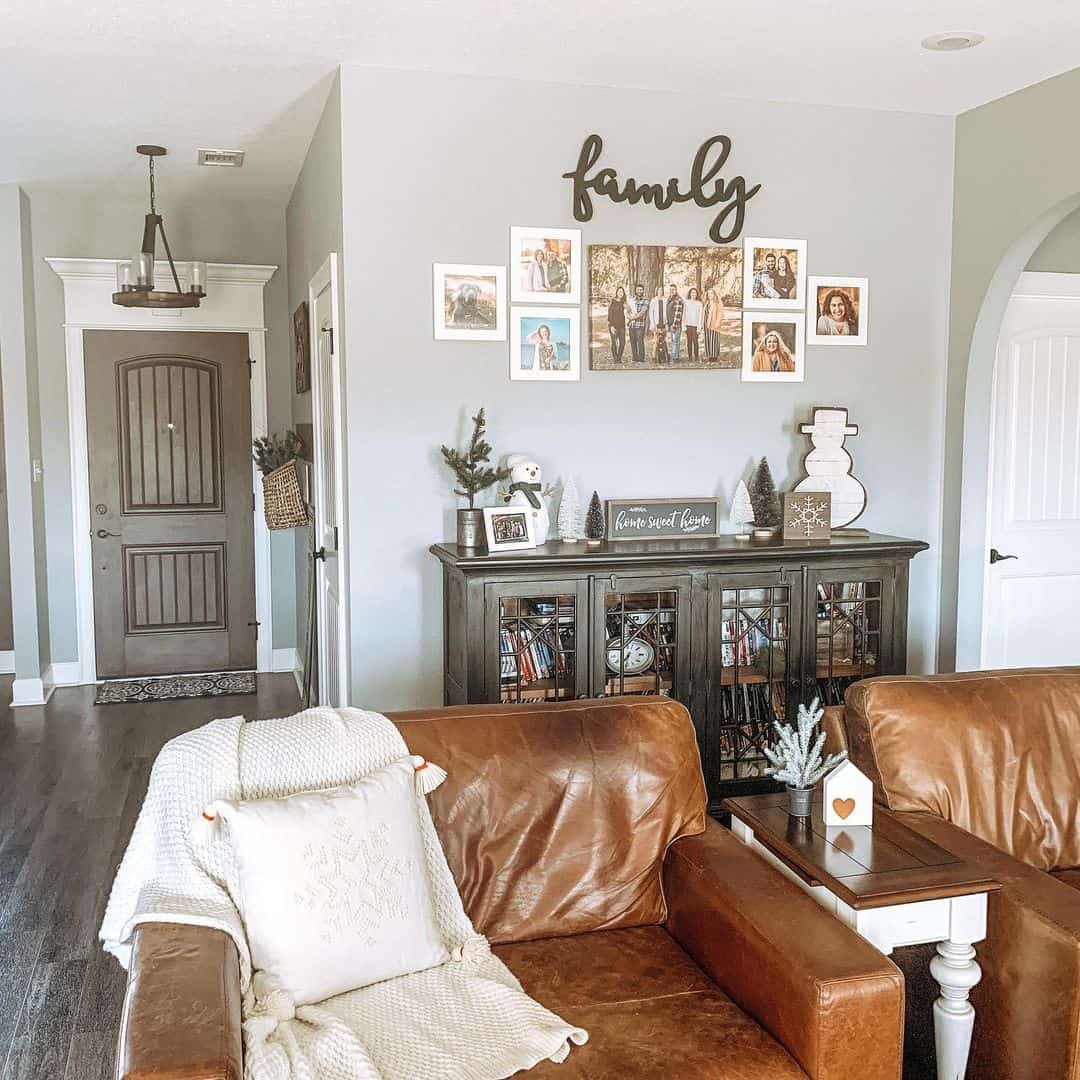 White Family Gallery in Farmhouse Living Room