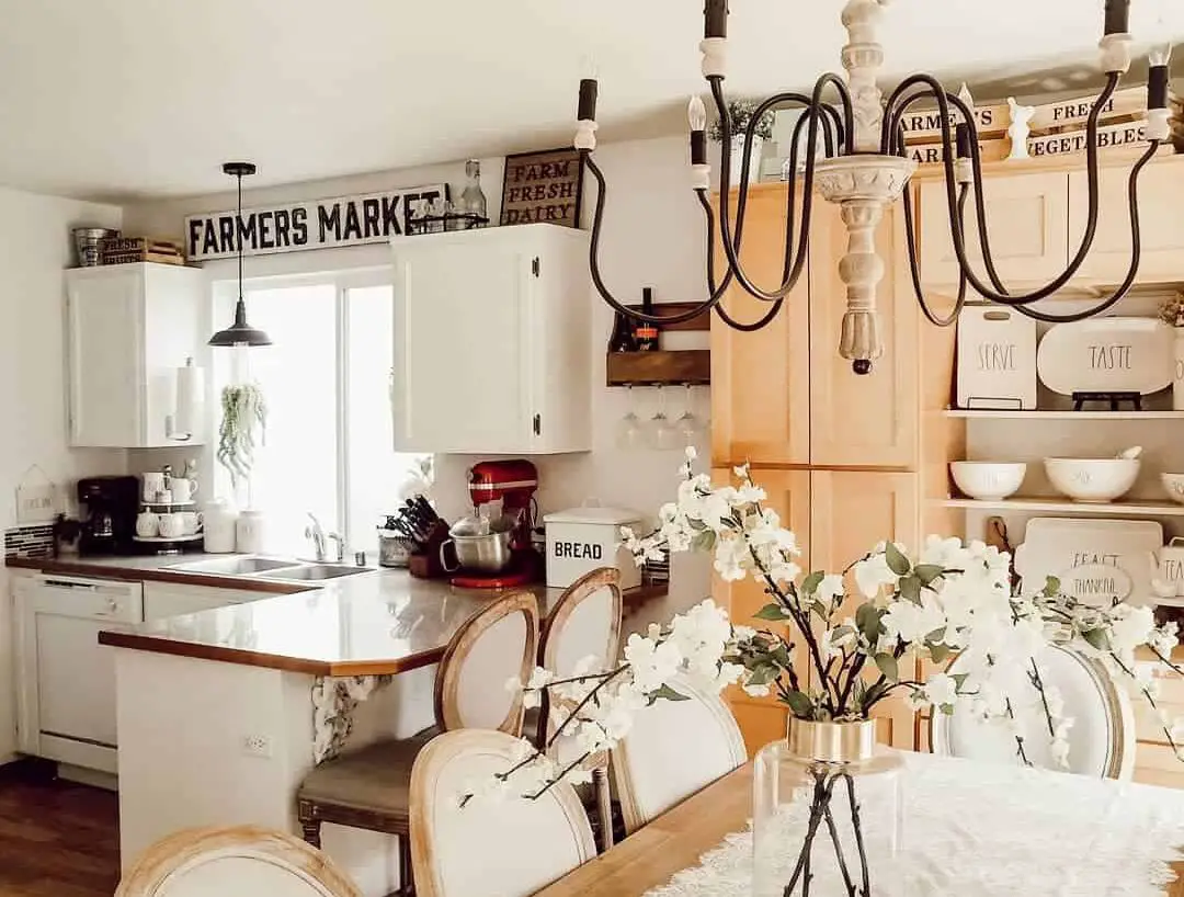White Farmhouse Kitchen and Dining Room with Timeless Elegance