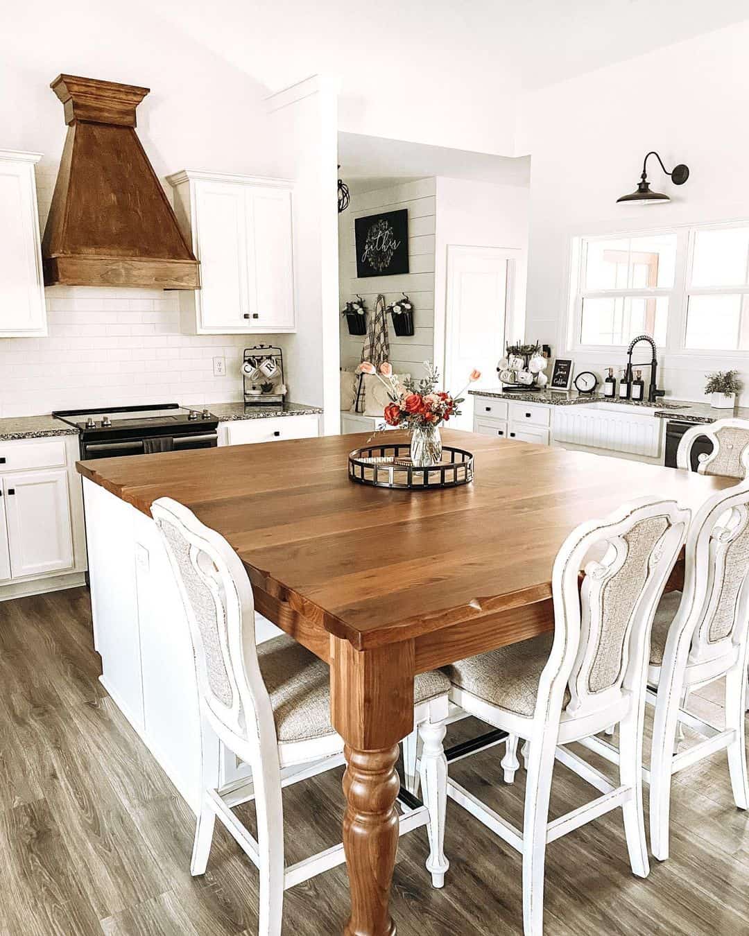 White Kitchen Island with Ample Seating