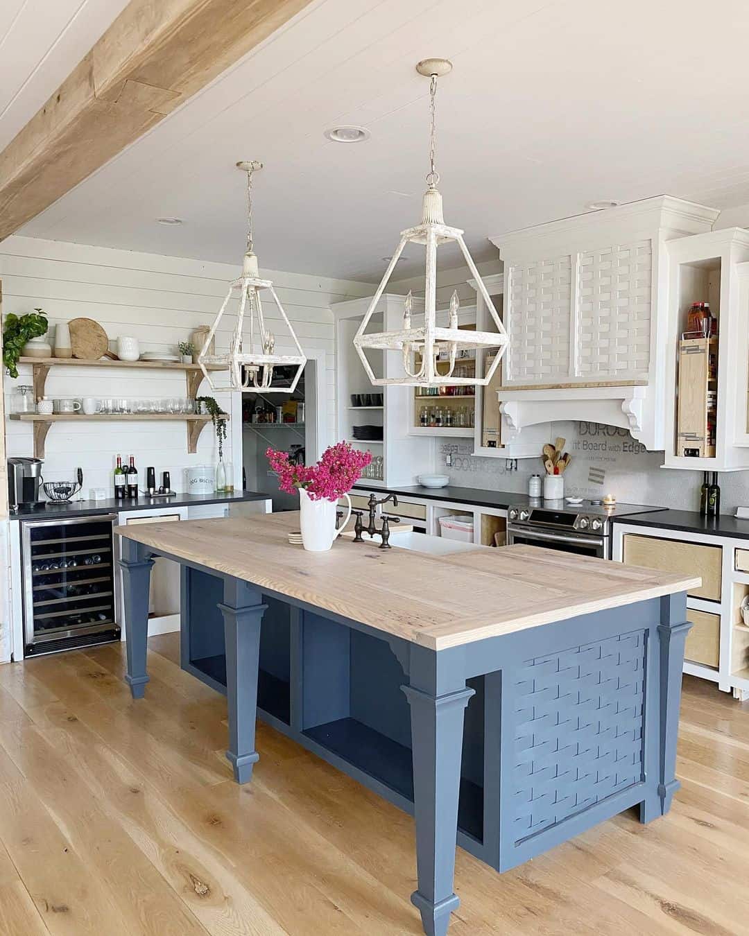 White Shiplap Kitchen with Rustic Flair