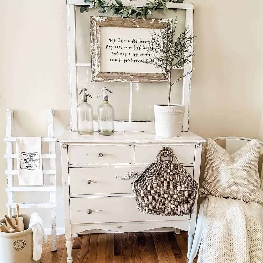 Charming Rustic White Dresser and Decor