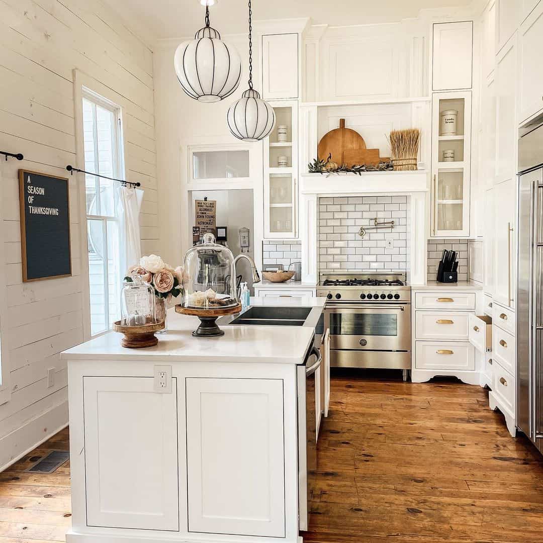 Charming Wood Accents in Modern Farmhouse-style Kitchen