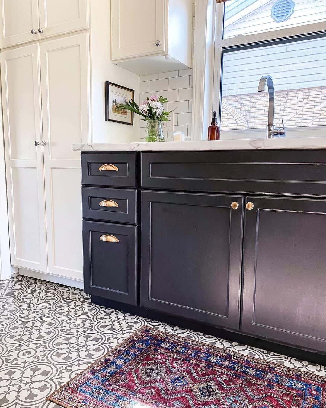 Chic Black Cabinets and Subway Tile Backsplash