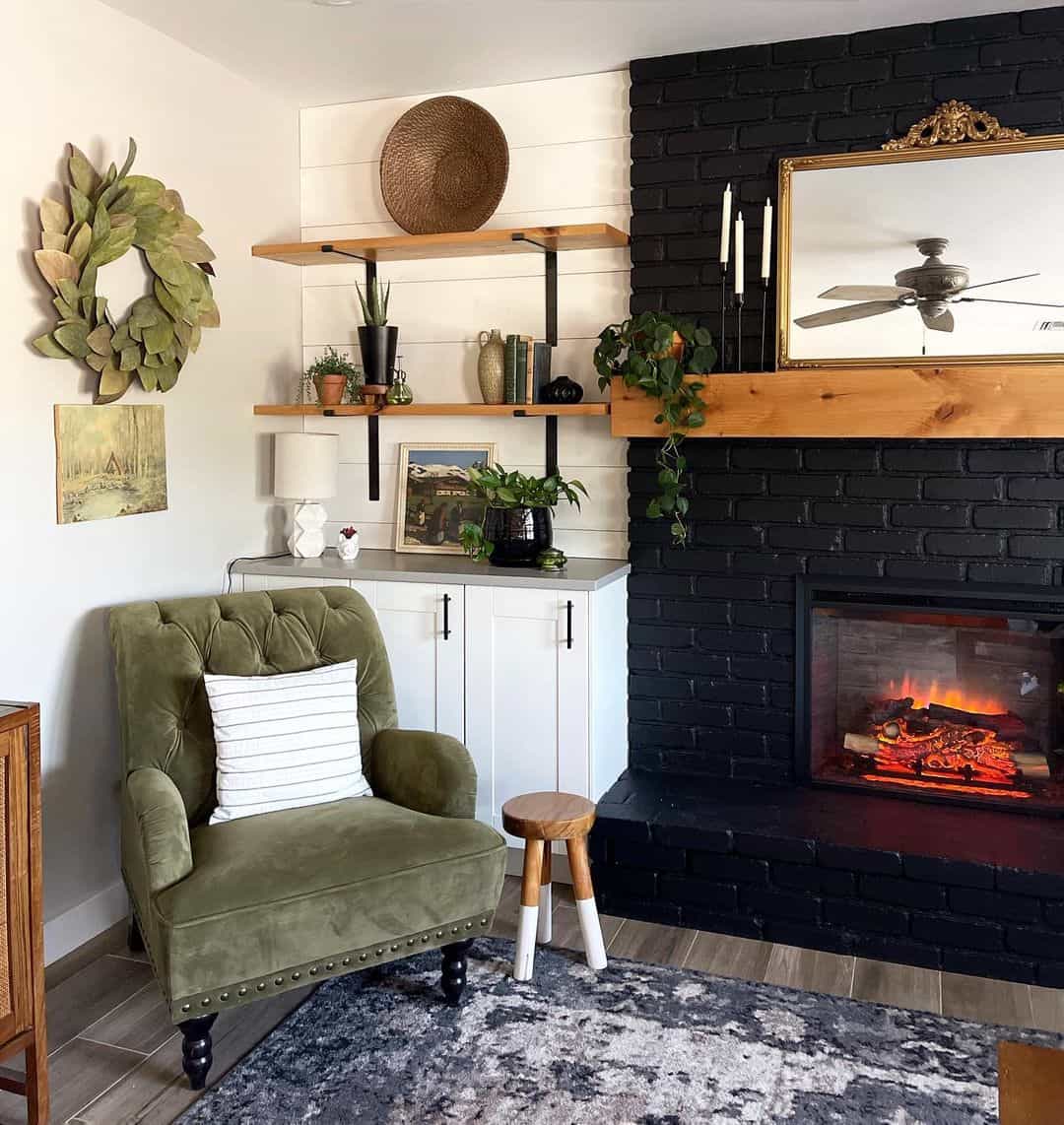 Cozy Green Chair in Cottage-Style Living Room
