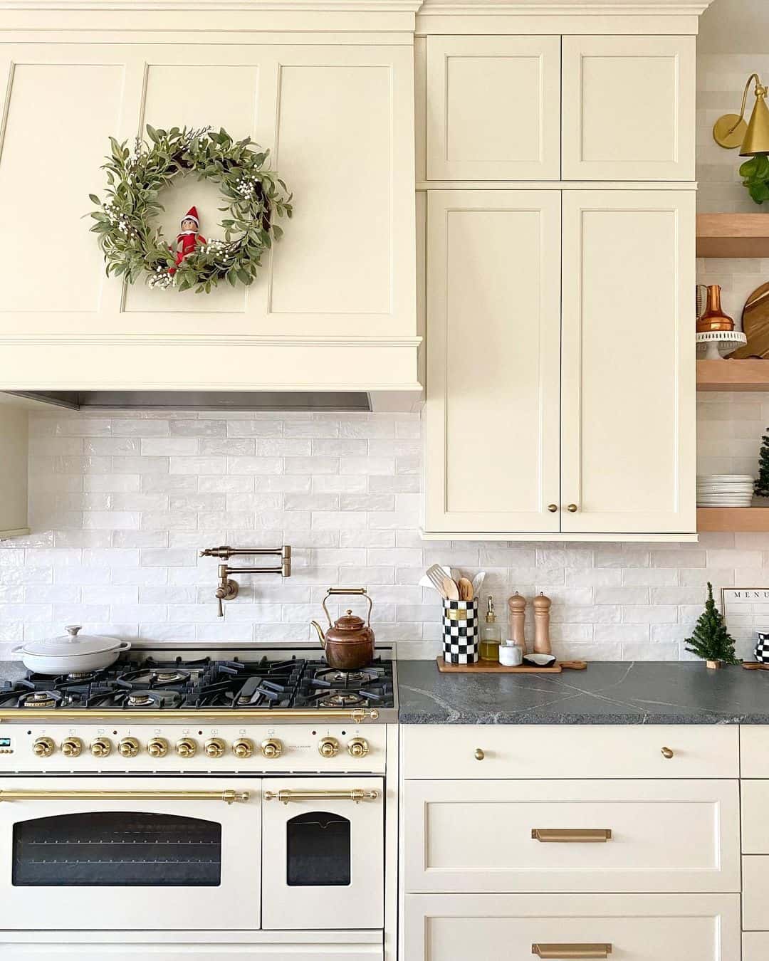 Enriched Cream-Colored Cabinets with Gold Hardware