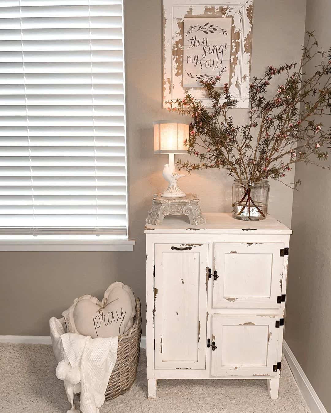 Farmhouse-Inspired Rustic White Cabinet