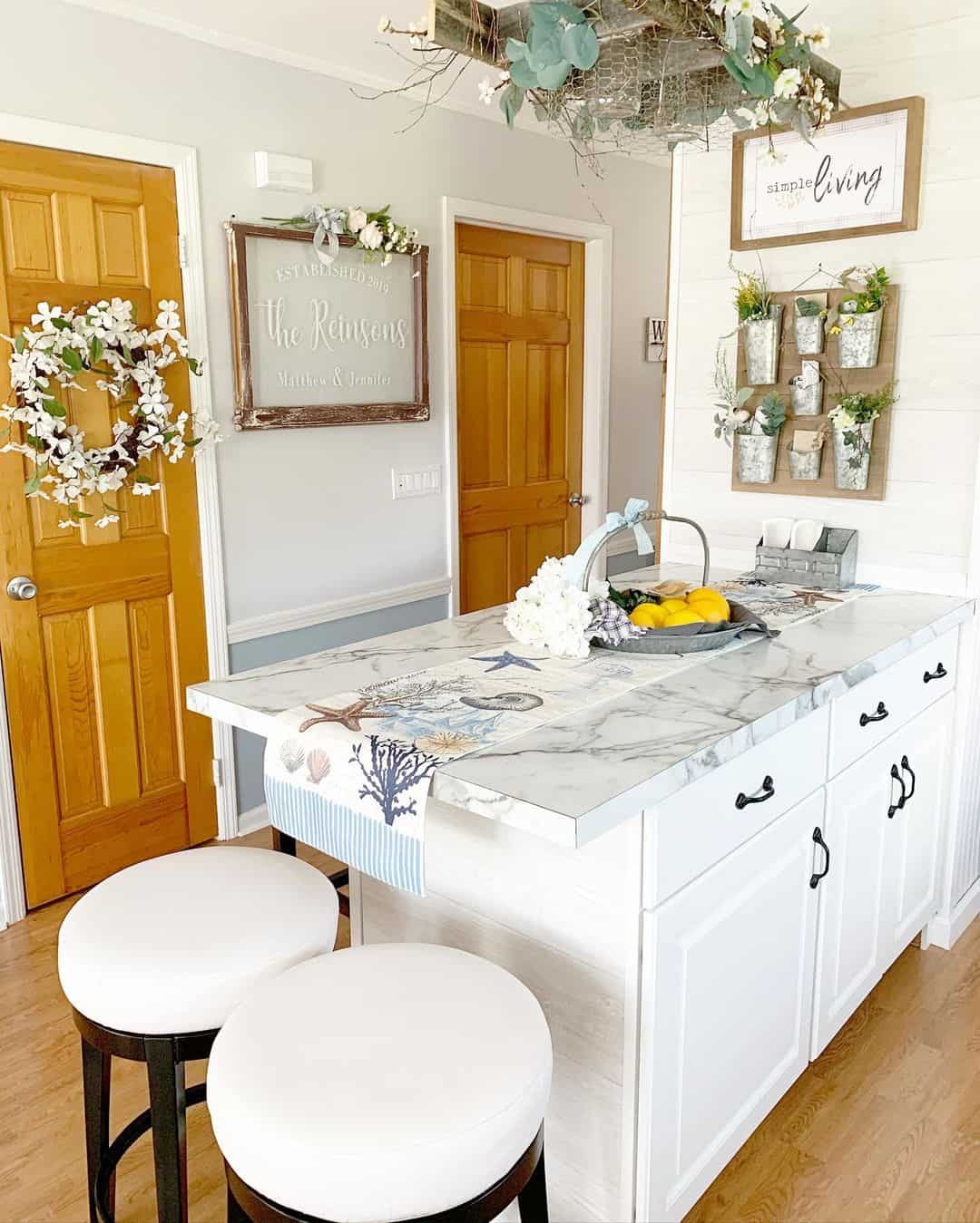 Farmhouse Kitchen Charmed by Black Cabinet Handles