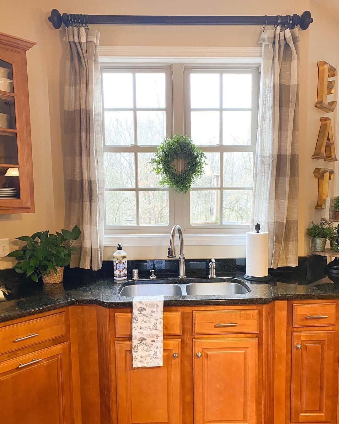 Farmhouse Kitchen with Black Countertop