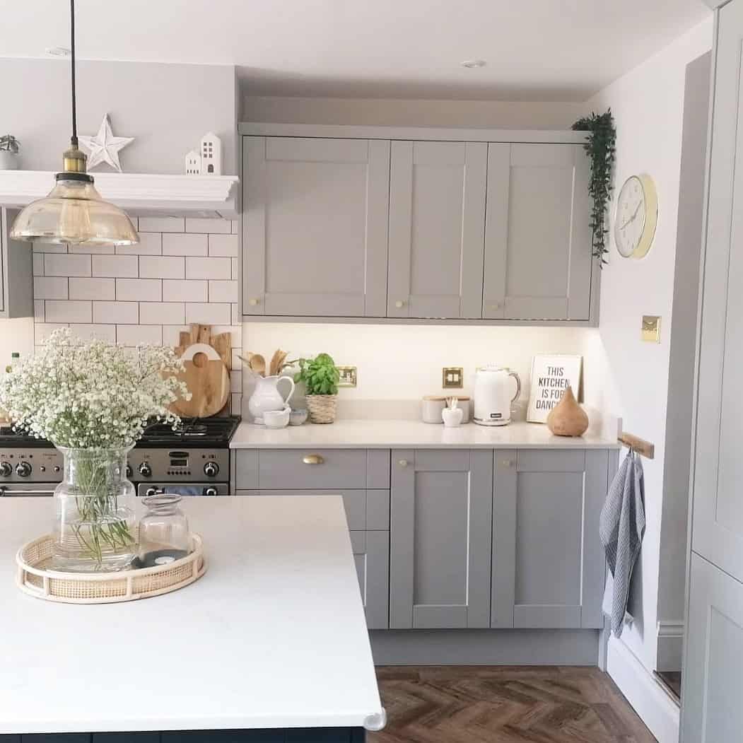 Gray Cabinets with Trim Accents