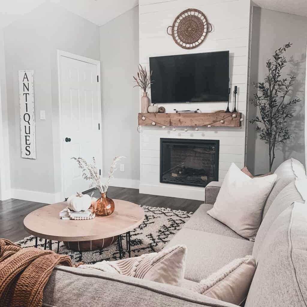 Gray Sofa in Contemporary Farmhouse Living Room