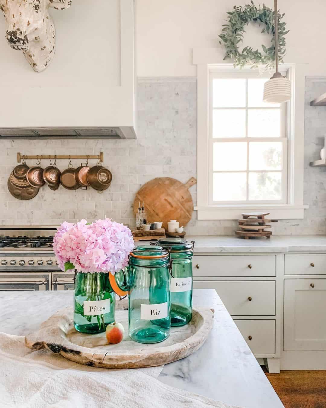 Mason Jar Centerpiece on Marble