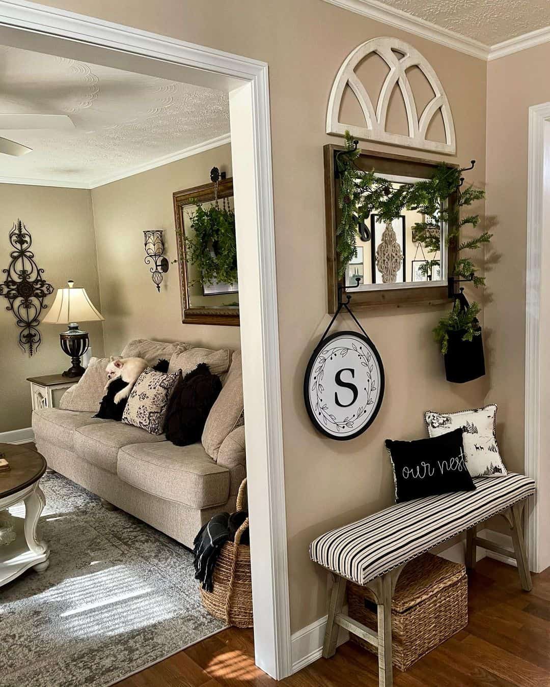 Monochromatic Living Room with Stylish Black Accents