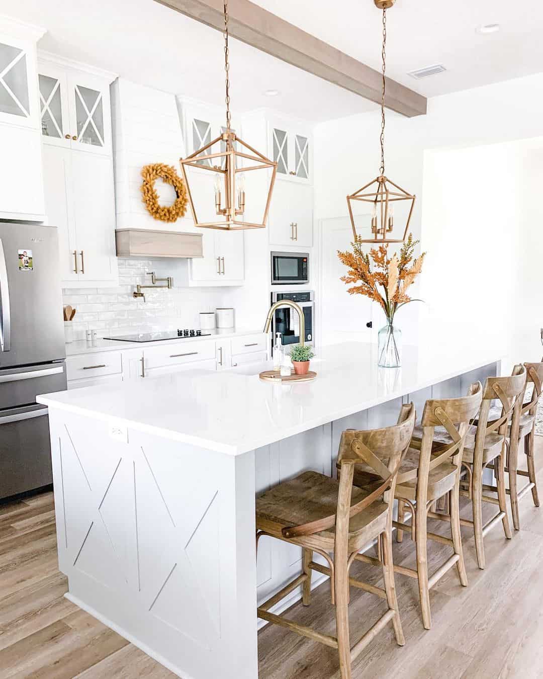 Pristine White Quartz Counters in an All-White Kitchen