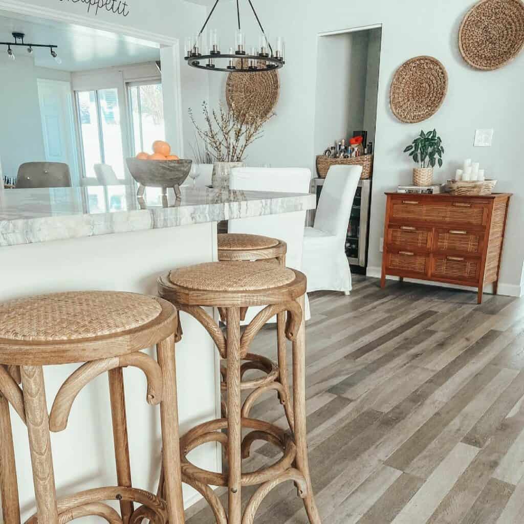 Refined Farmhouse Kitchen with Rattan Touches