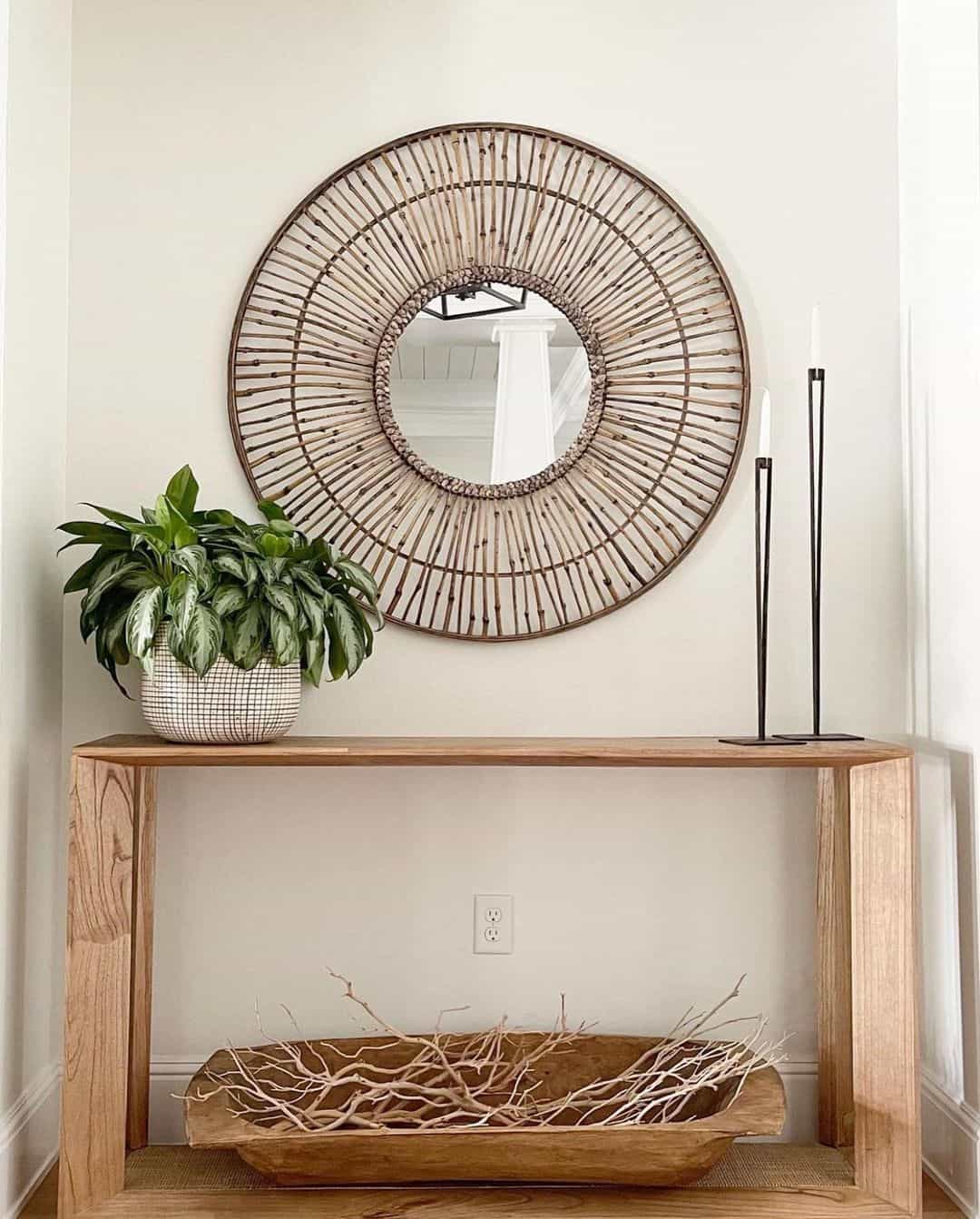 Simplicity in a White Entryway with a Wooden Console Table