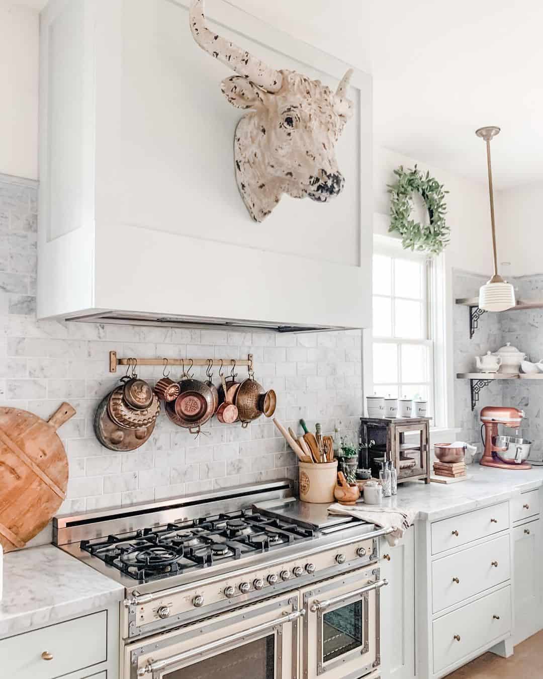 Sleek Stainless Steel Range with Light Gray Hood