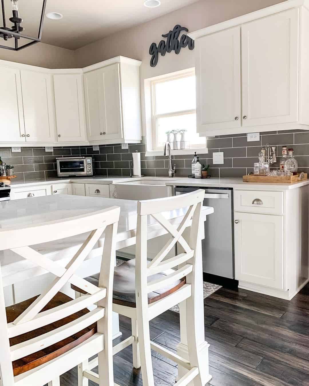 Timeless Elegance with Gray Subway Tile and a Farmhouse Sink