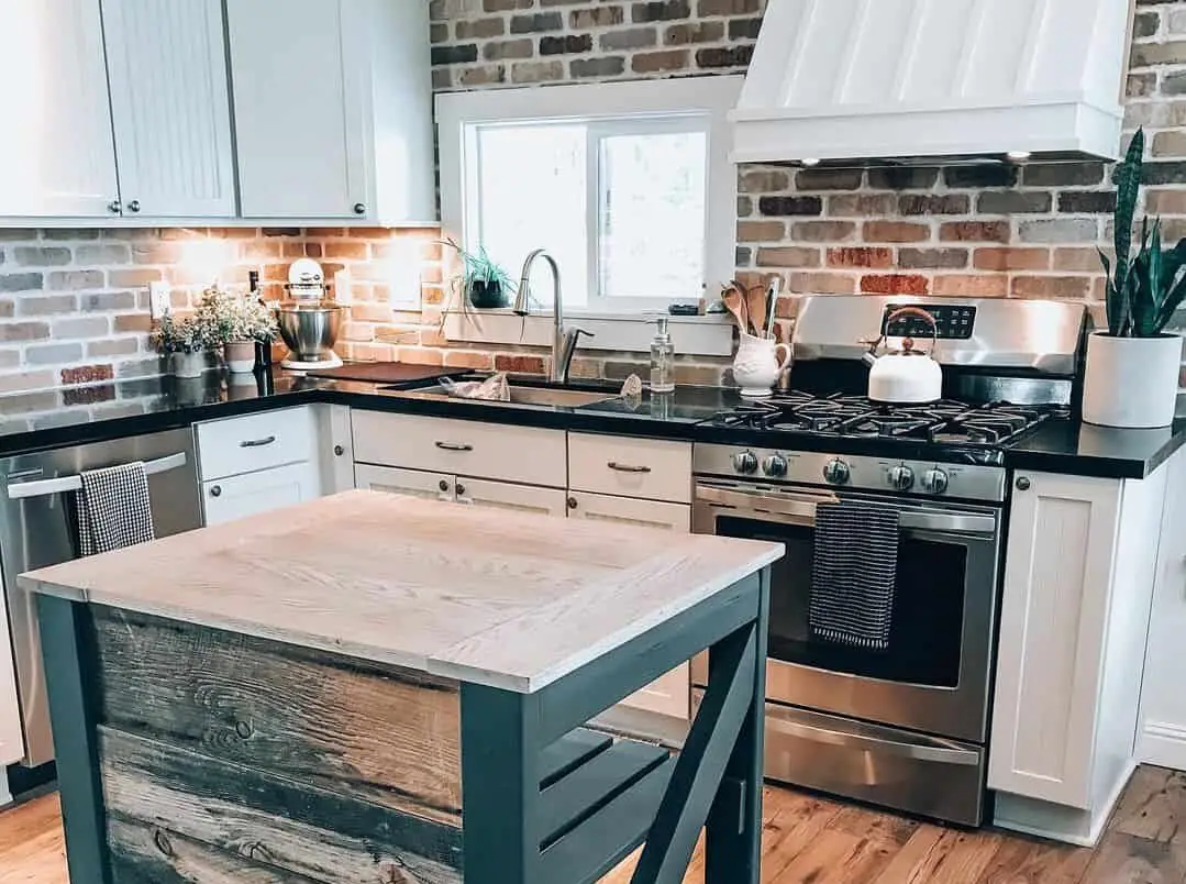 Farmhouse Kitchen with Reclaimed Wood Island