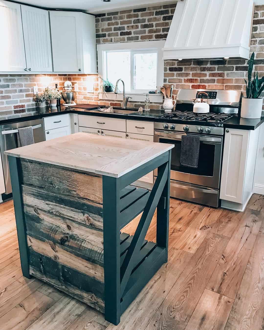 Farmhouse Kitchen with Reclaimed Wood Island