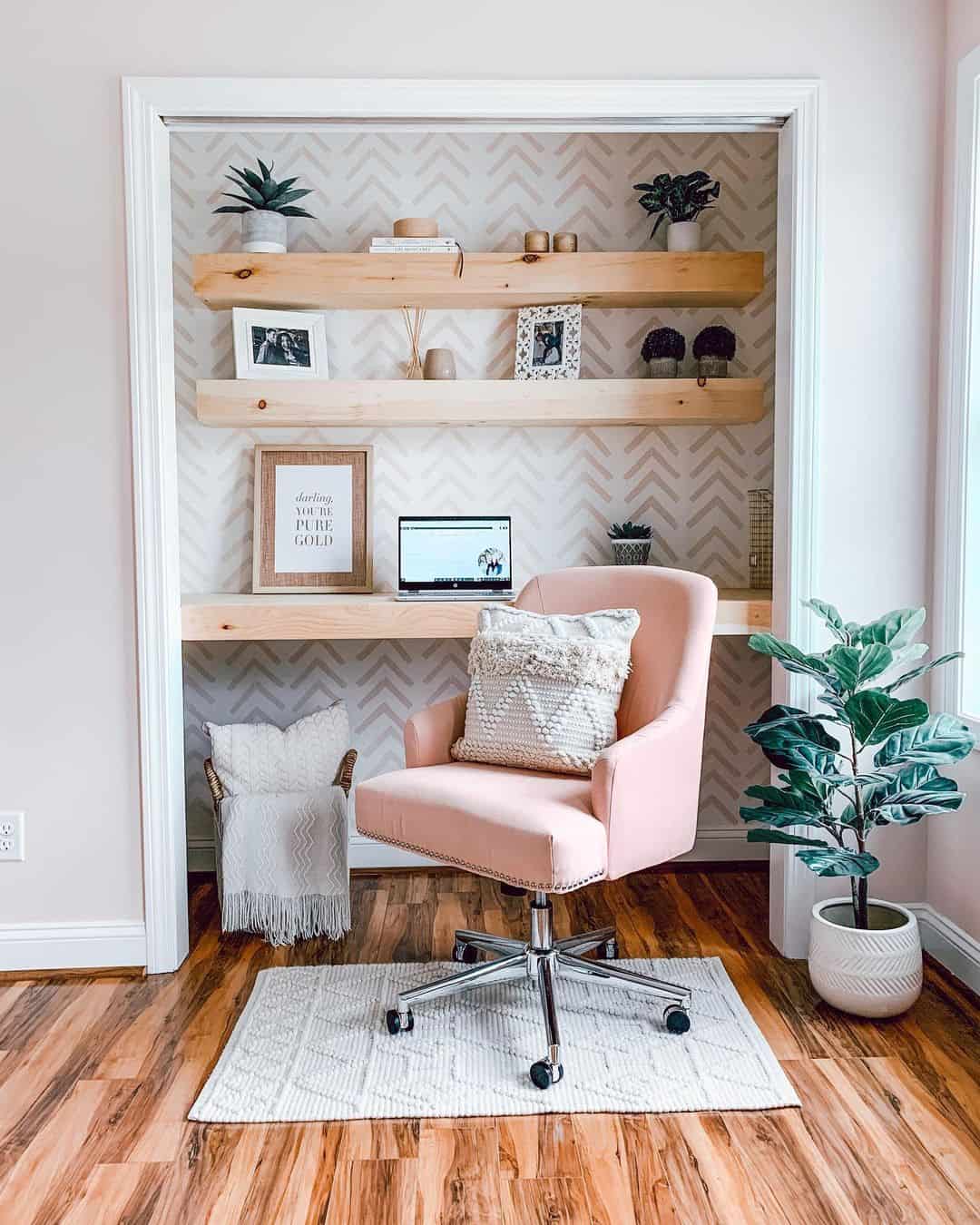 Closet Transformation: Office with Floating Shelves