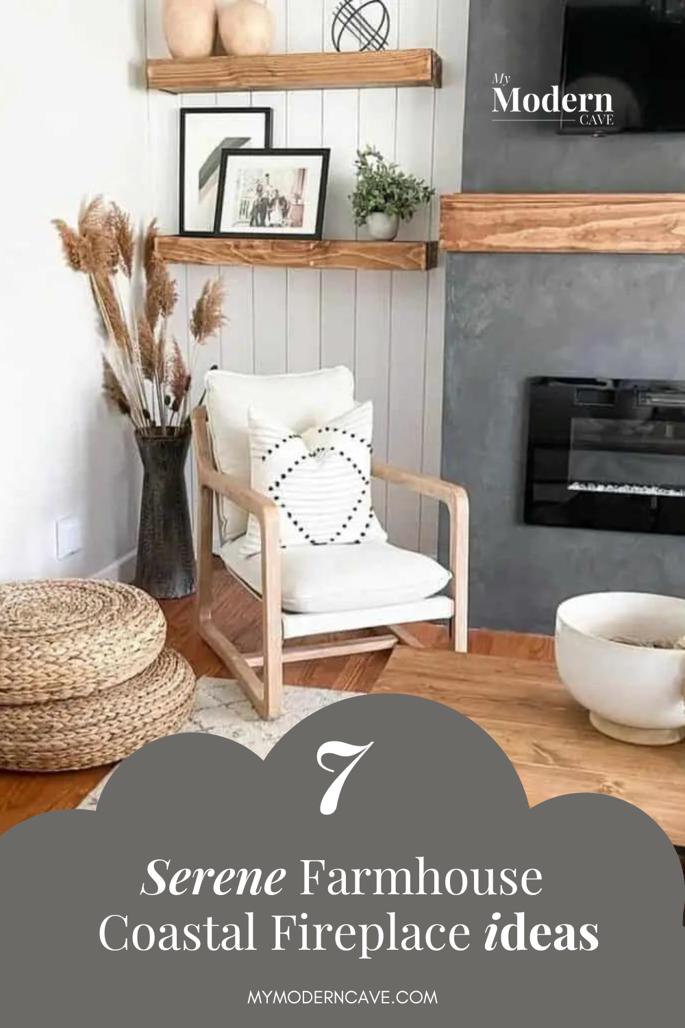 infographic on Farmhouse Living Rooms Coastal Fireplace Design Ideas