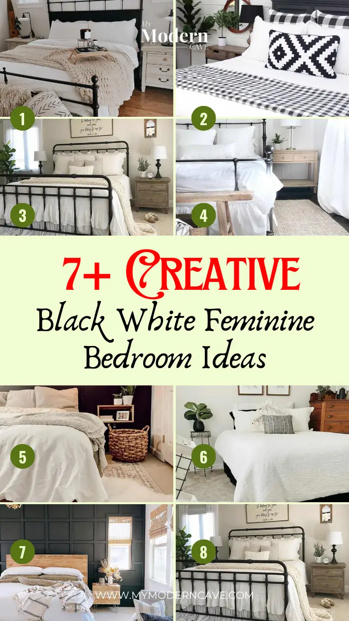 Black White Feminine  Bedroom Ideas Infographic