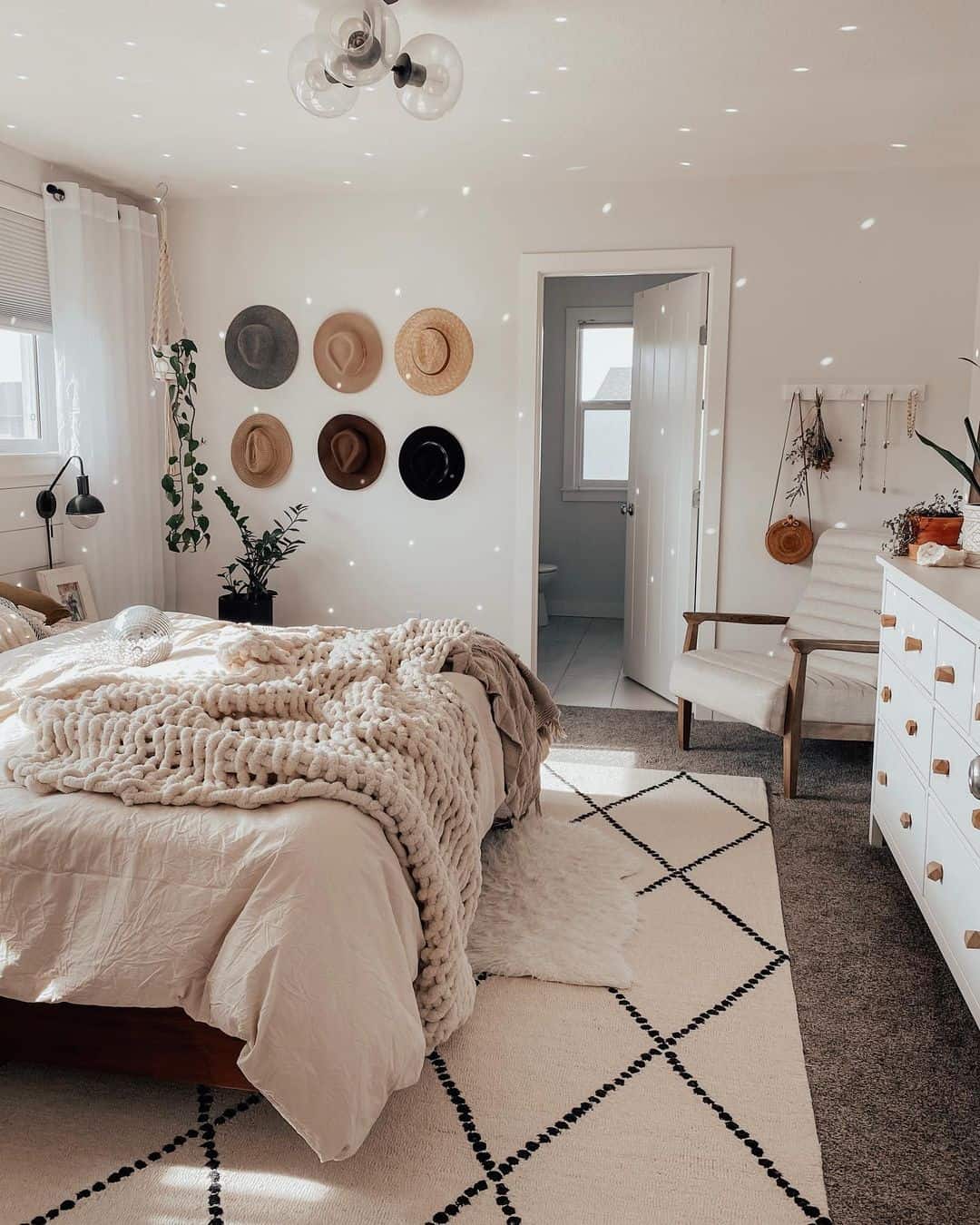 Boho Chic Bedroom with Centered Area Rug