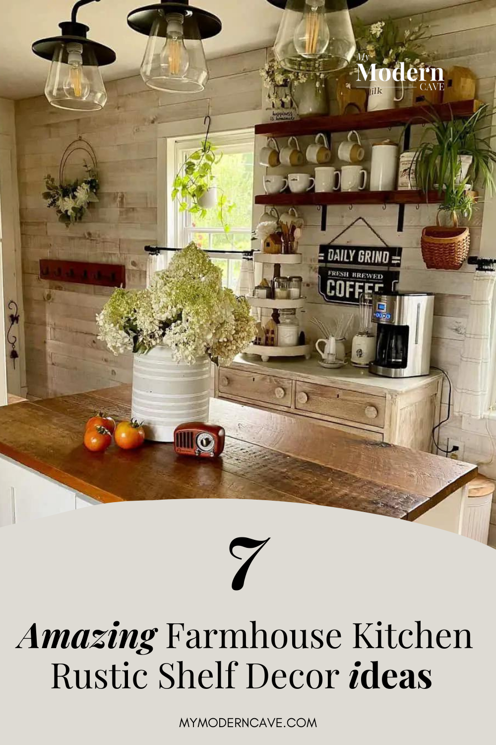 infographic on clever kitchen shelf decor ideas rustic farmhouse kitchen
