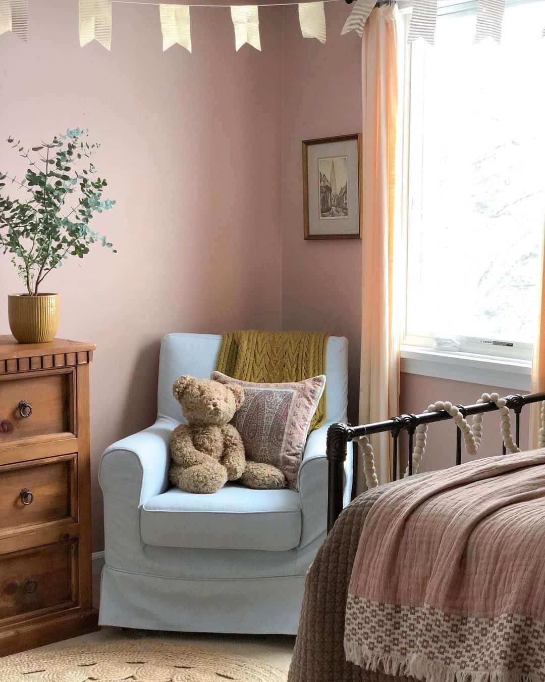 Timeless Elegance: Light Blue Chair in a Pale Pink Oasis