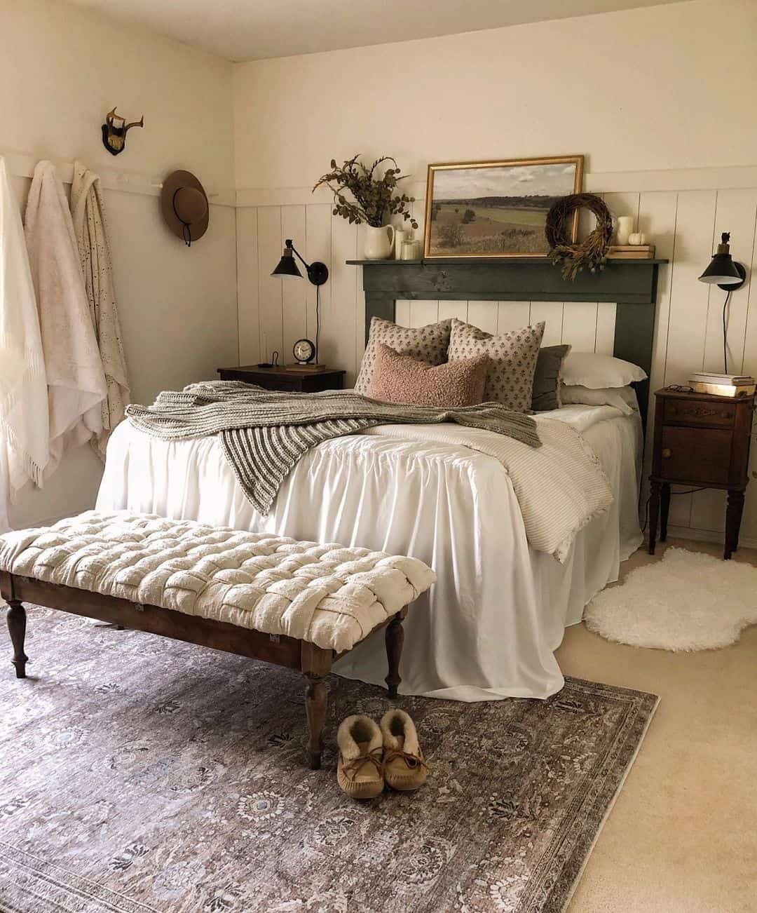 Warm Neutral Palette in a Farmhouse Bedroom