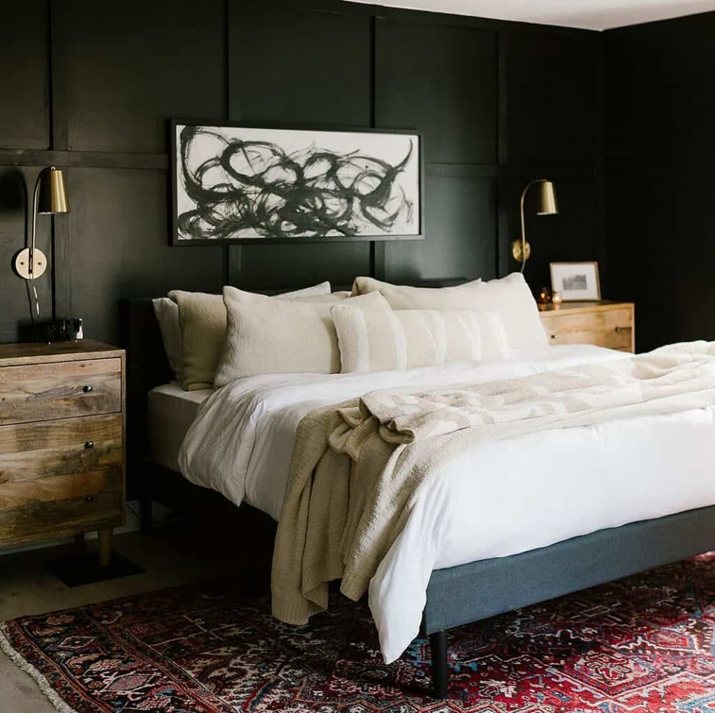 Contemporary Sophistication with Black Bedroom Walls