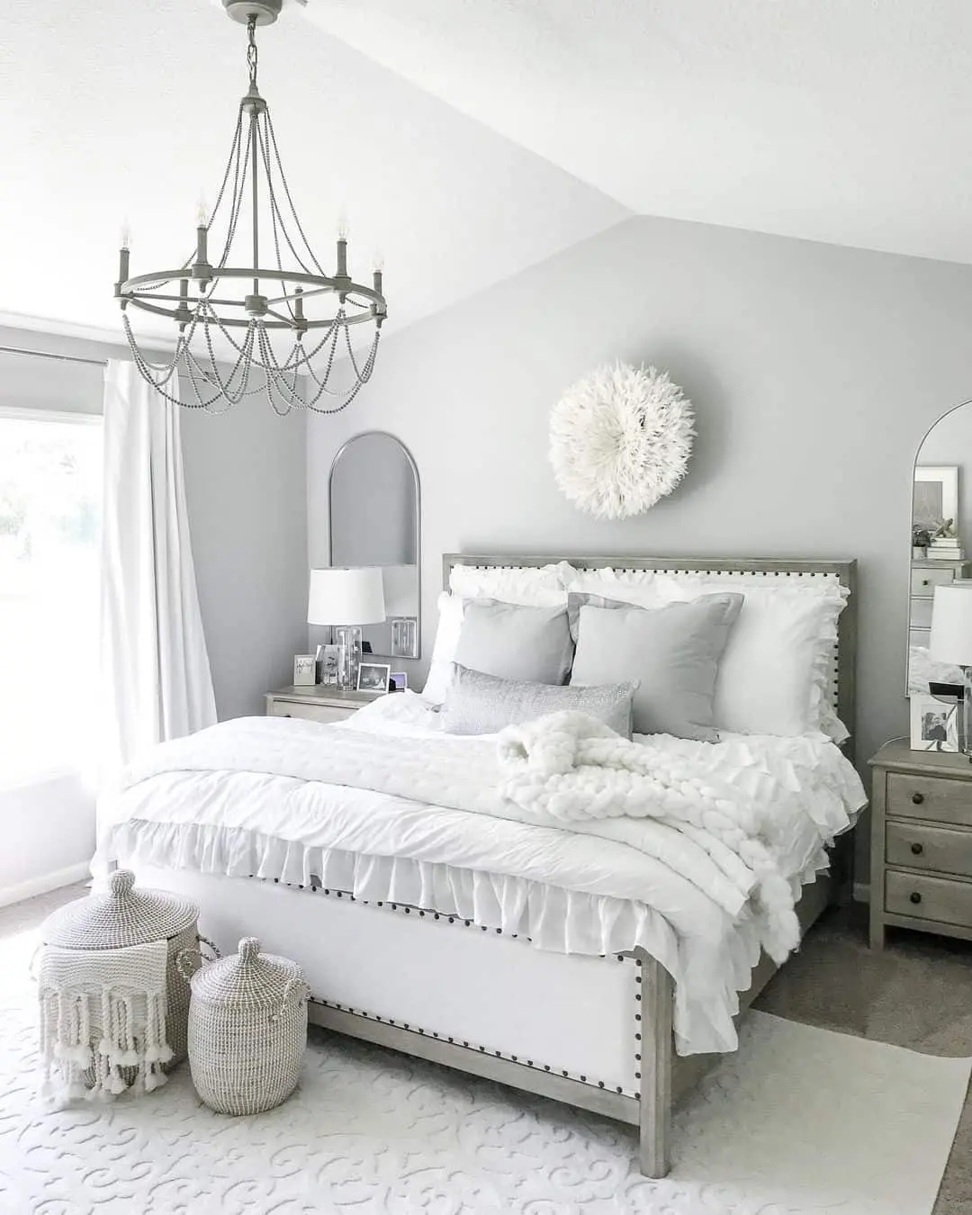 Timeless White and Gray Farmhouse Bedroom Retreat