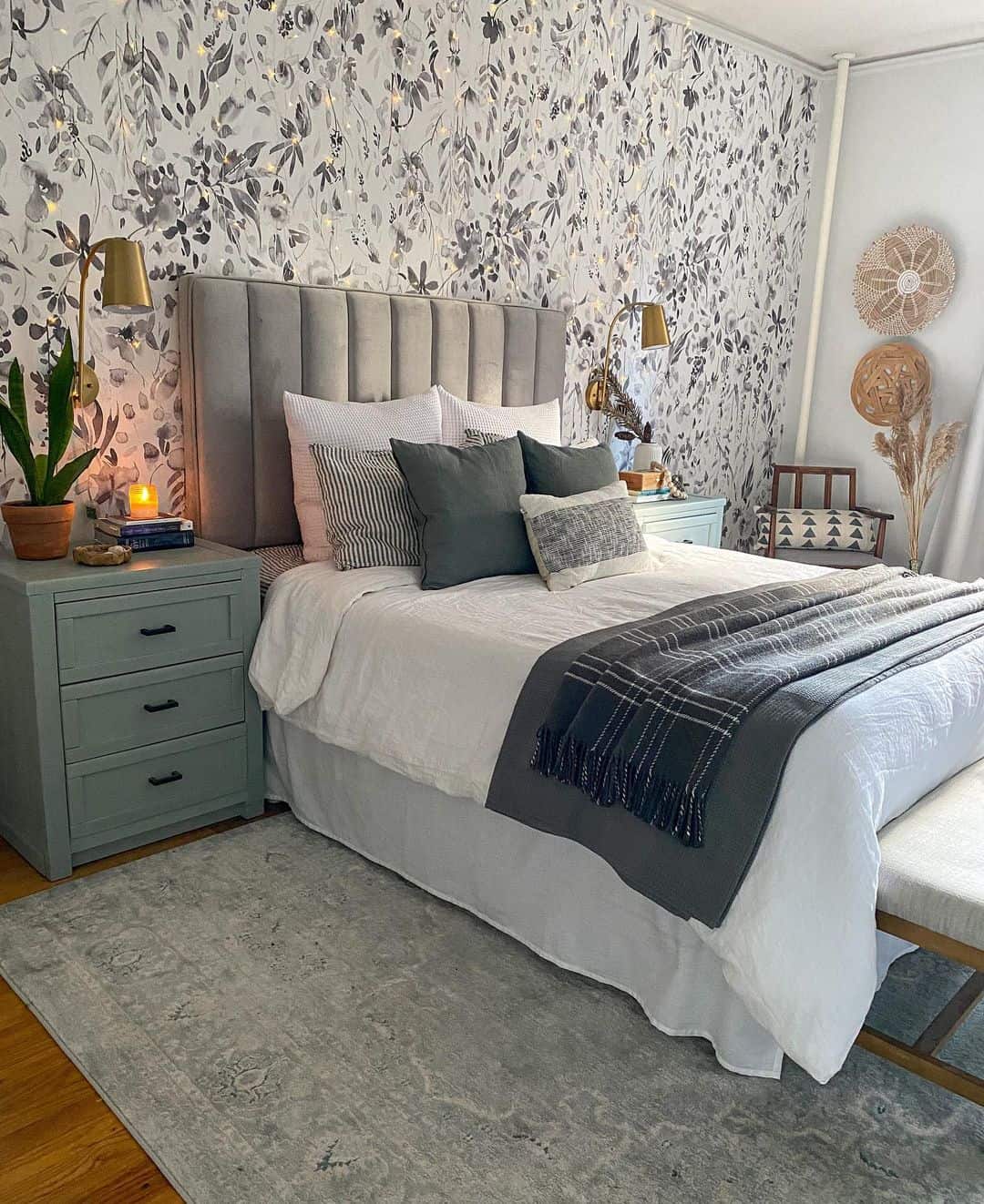 Contemporary Bedroom Featuring Striking Wallpaper