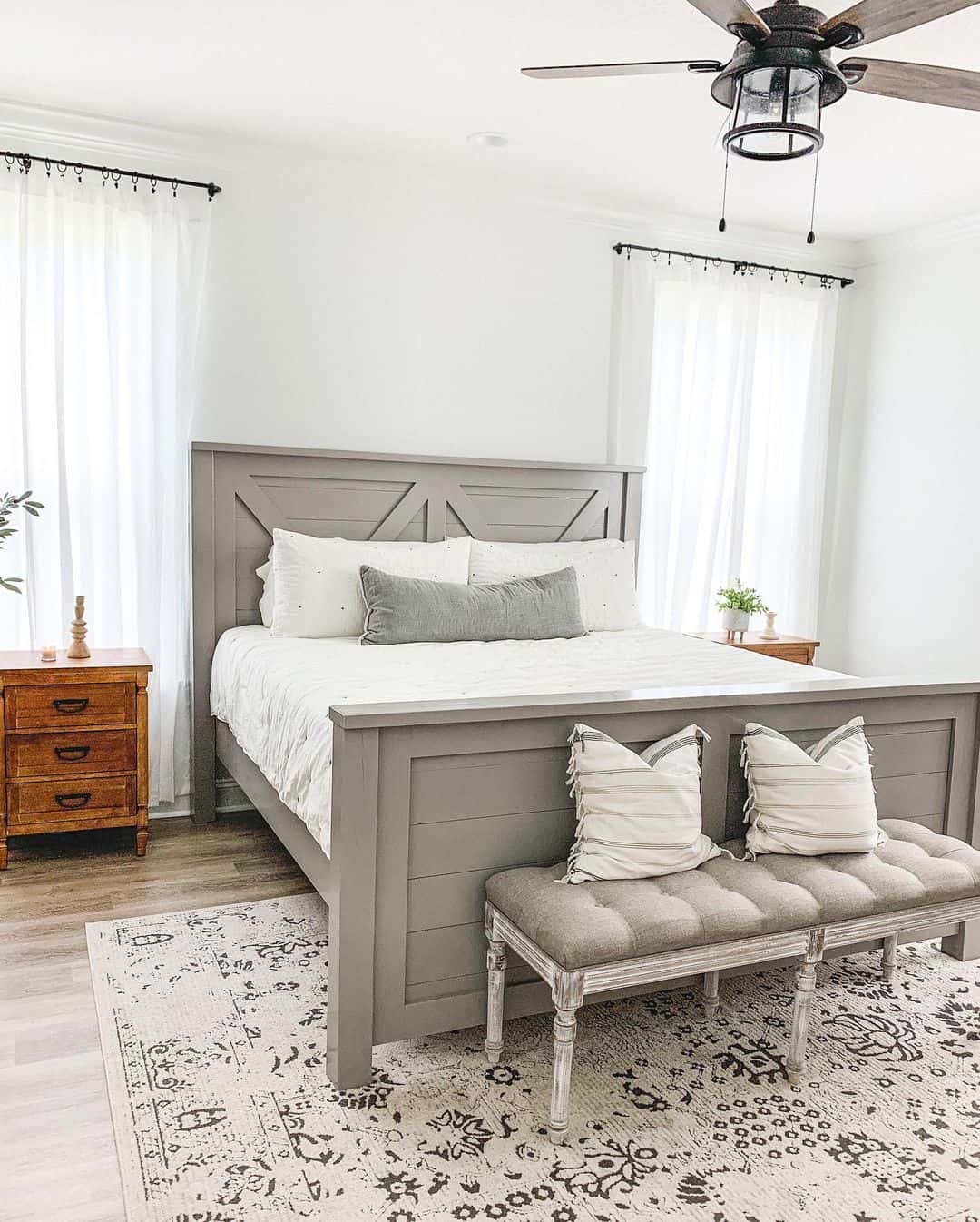 Modern Farmhouse Bedroom Incorporating Rustic Elements