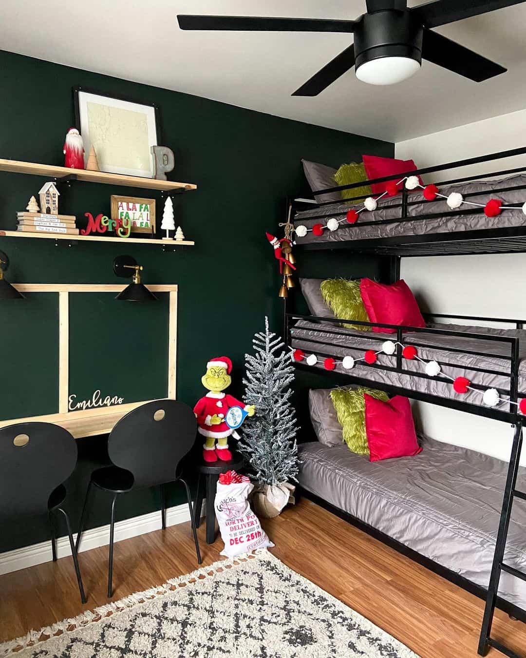 Stylish Boy’s Bedroom With Triple Bunk Bed