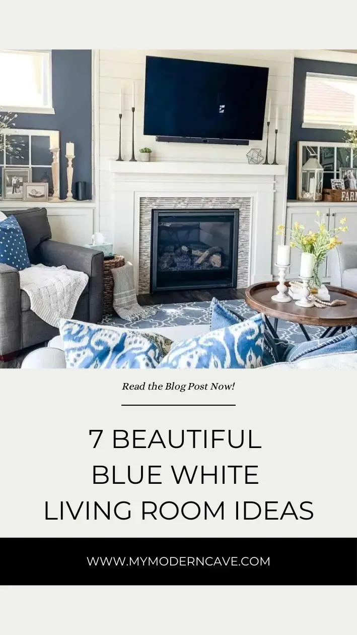 Blue White Living  Room Infographic