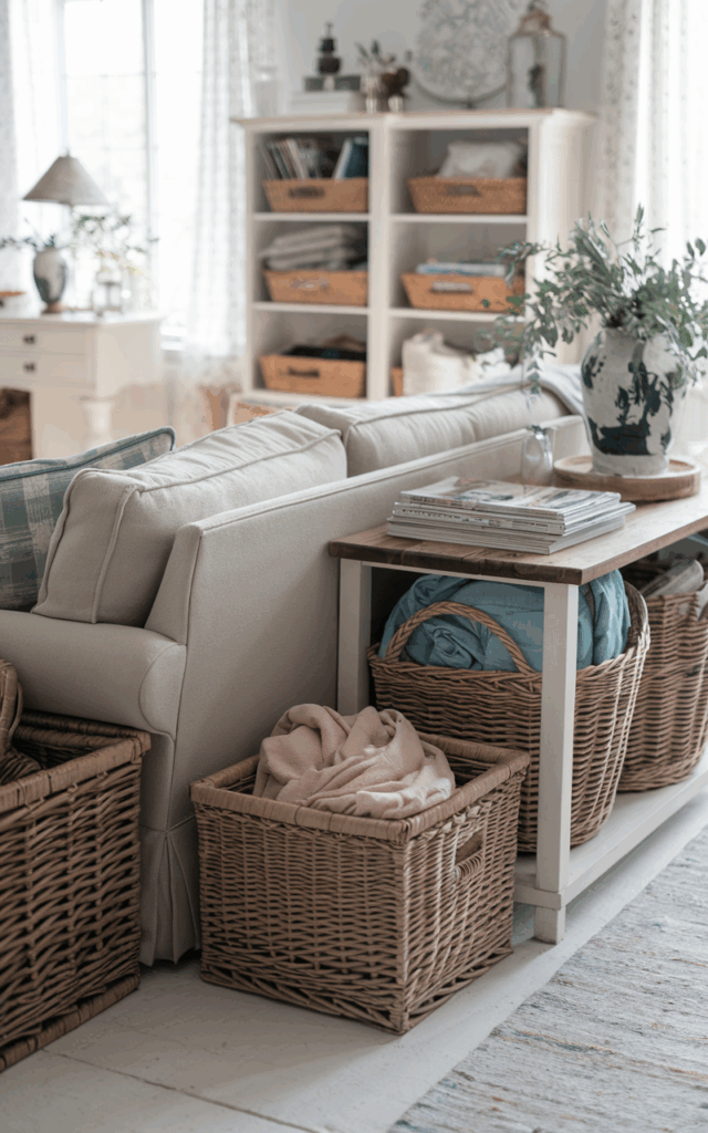 Add Wicker Baskets for Pretty Storage