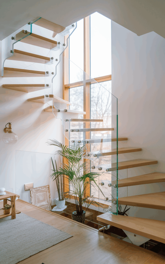 Add a Glass Balustrade Alongside an Open Riser Staircase