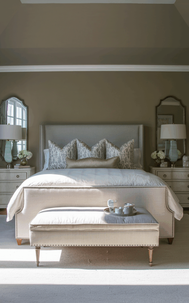 Add a soft bench at the foot of the bed