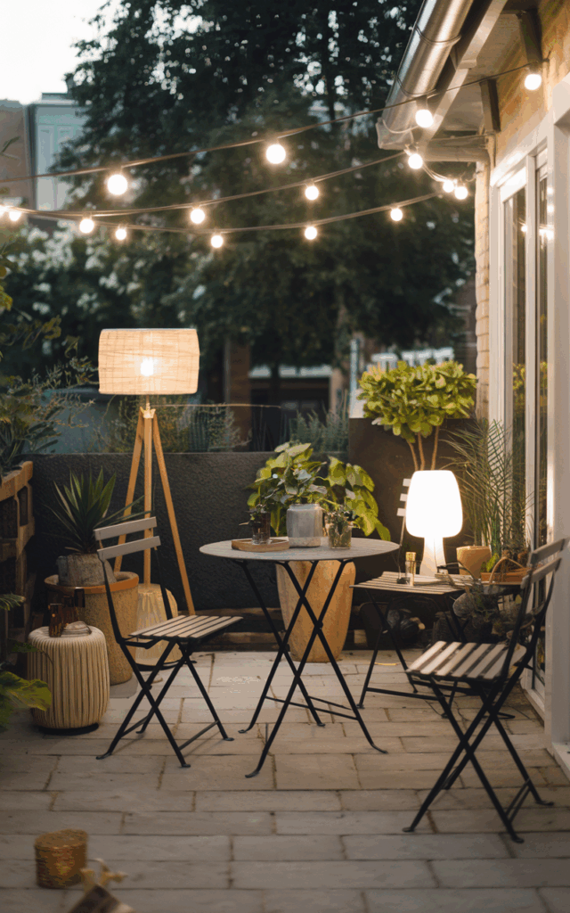 Add layered lighting for evening glow