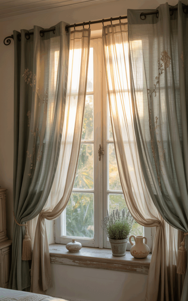 Add layered window treatments for depth