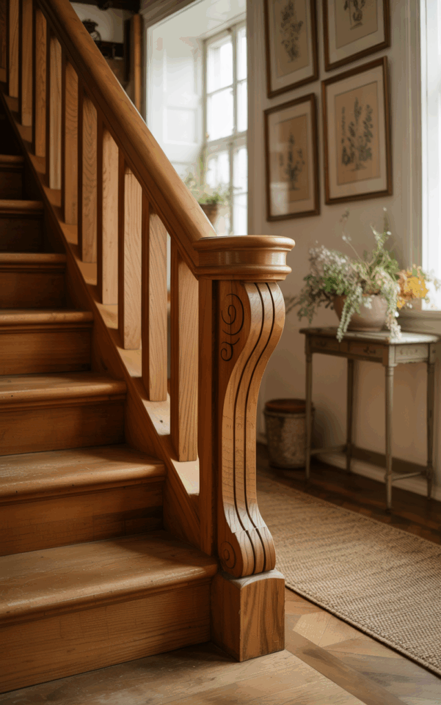 Add subtle decorative brackets under the handrail