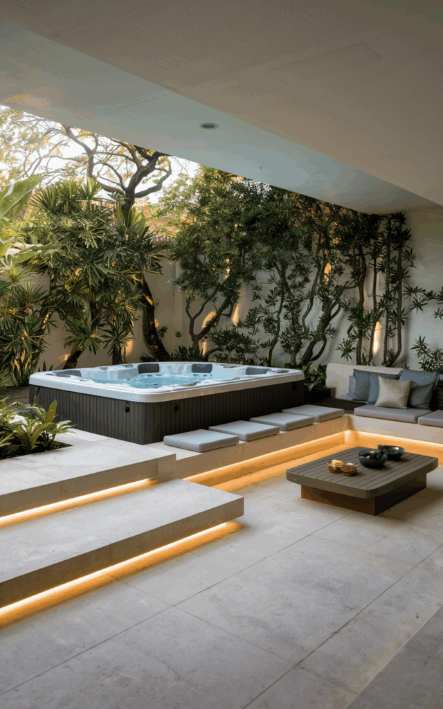 Create a sunken conversation pit next to your outdoor jacuzzi
