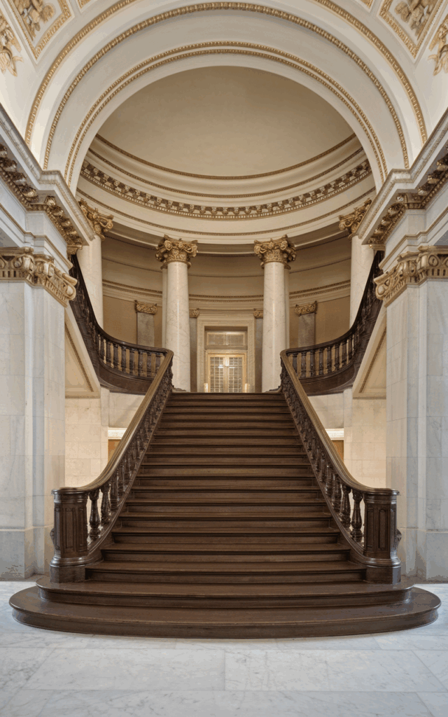 Design a split staircase for dramatic symmetry.