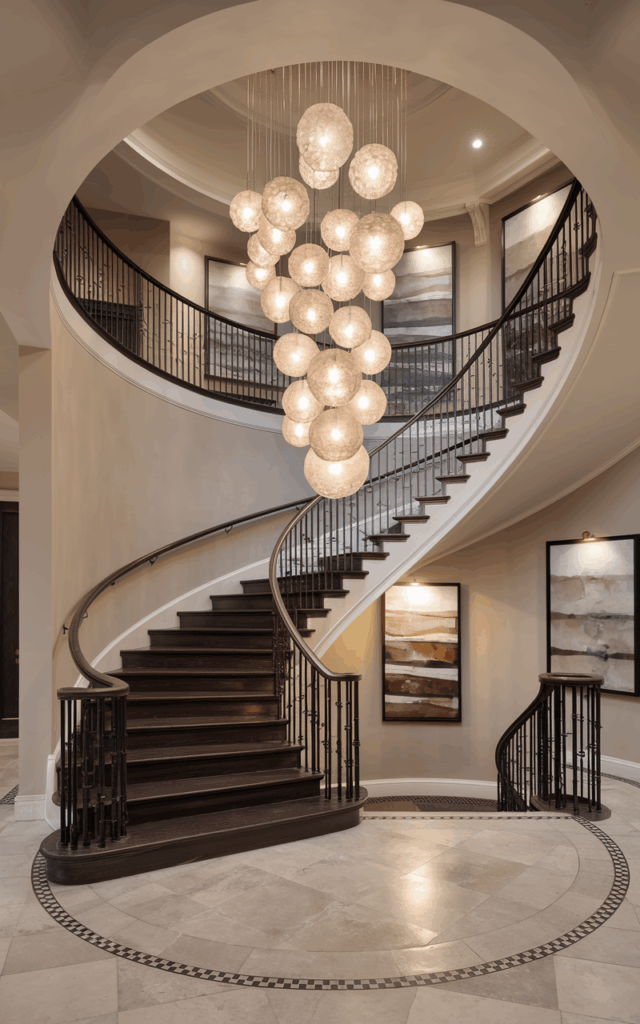 Hang a Statement Chandelier Above the Stairwell