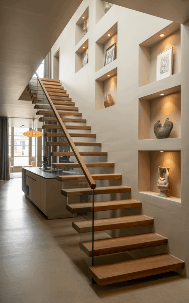 Highlight the Staircase With Recessed Wall Niches