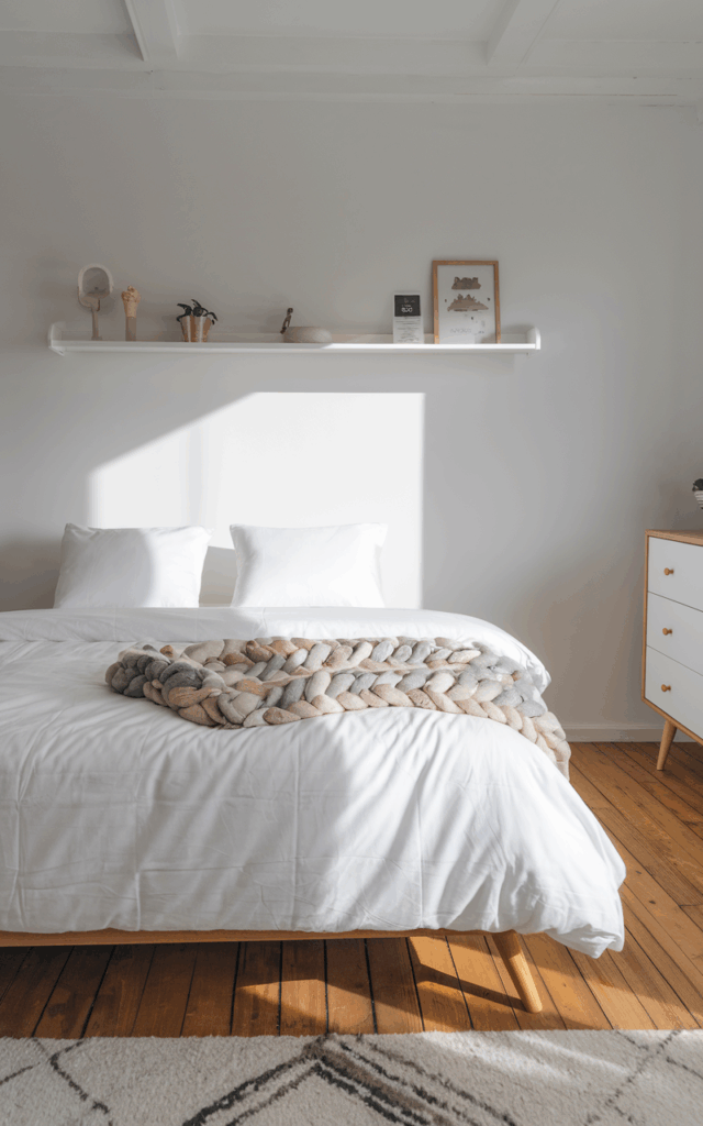 Incorporate a soft throw at the end of the bed