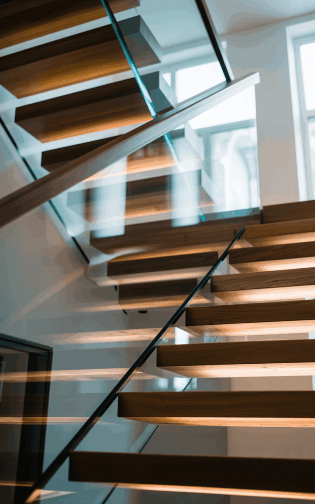 Install Glass Stair Panels With Built-in Lighting